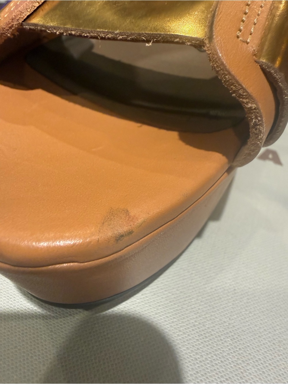 Marni Gold Metallic Platform Wedge Sandals 37 - Picture 12 of 12